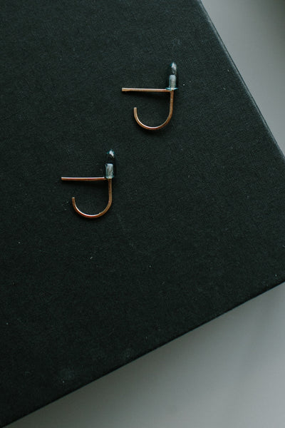 Annika Inez Blue Spinel and Wire Lobe Hugging Hoops