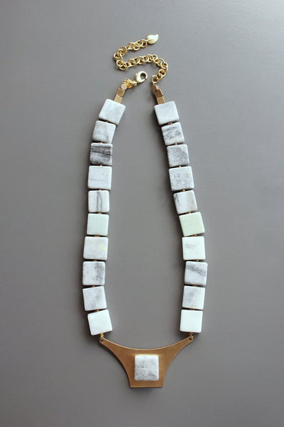 DA Marble and Brass Necklace